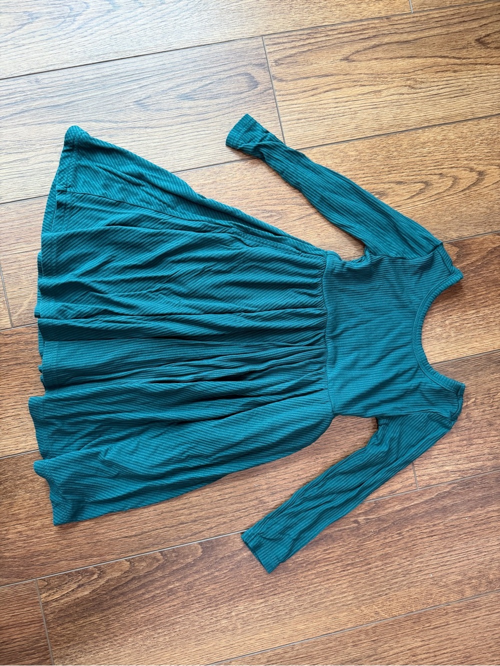 Little Sleepies Emerald Long-Sleeve Ribbed Twirl Dress